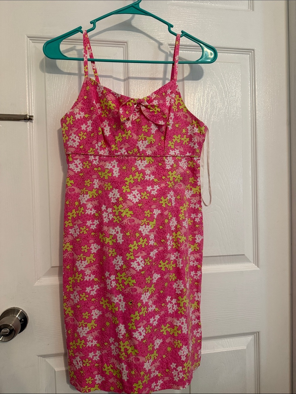 Very Vintage Lilly Pulitzer Pink Floral Bow-Front Mini  Dress size 2